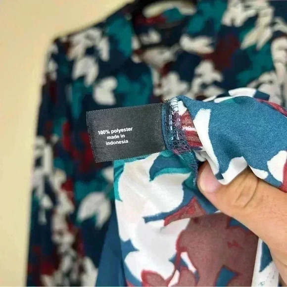 Lane Bryant Womens Floral Emerald Green Long Sleeve Button Up Collar Shirt - Picture 5 of 5